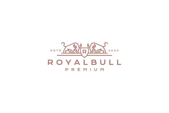 Download Retro Line Art Bull Coat of Arms Logo - Premium Resources