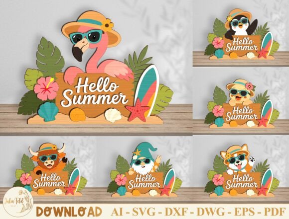 Download Hello Summer Laser Cut File SVG Bundle - Laser cut file Collection