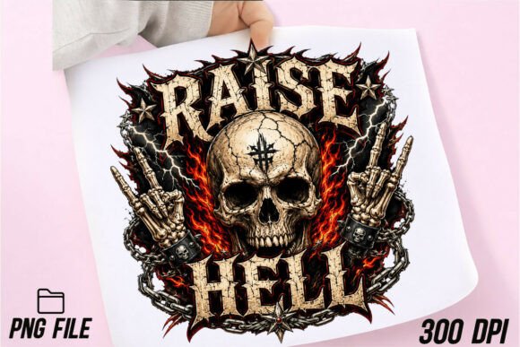 Download Raise Hell Skull PNG Sublimation - Png Collection