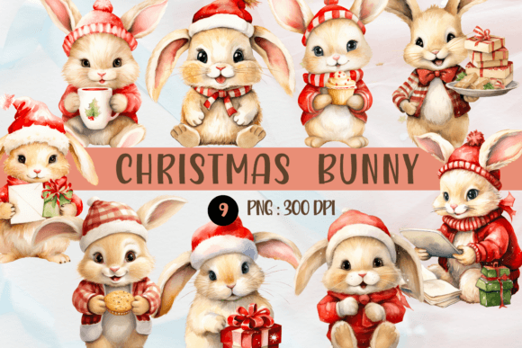 Download Watercolor Christmas Bunny PNG Cliparts - Png Collection